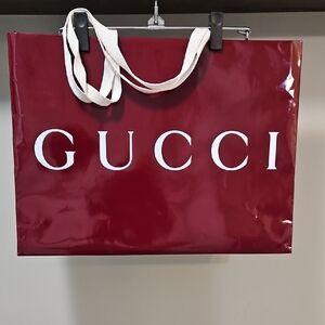Gucci Burgundy Large Shopping Bag with White Accents